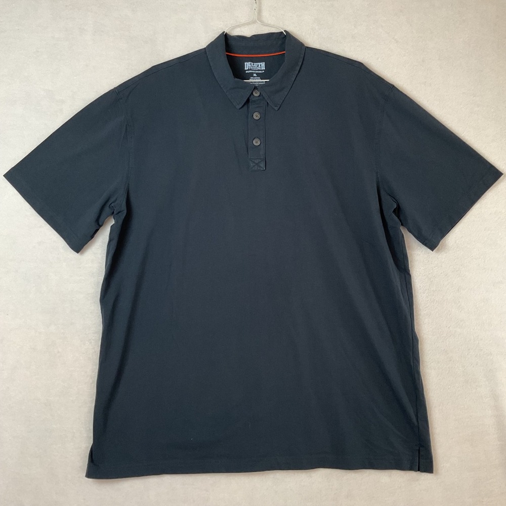 Duluth Trading Co Mens XL Navy‎ Blue Spillfighter Longtail T Cotton Polo Shirt